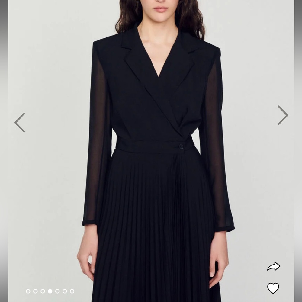 Sandro Dual-material long-sleeved dress US 6 - Picture 3 of 13